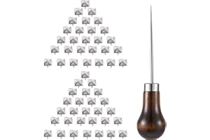 JOVITEC 400 Pieces 10 mm Square Rivets Bag Leather Clothing Shoes Rivet Handicraft DIY Spikes Spots Studs Accessories with Straight Tipped Scratch Awl Craft Tool (Silvery)