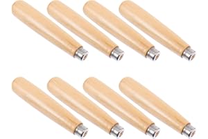 TEHAUX 8pcs Wooden File Handles with 3mm Inner Diameter D-Shaped Hole, Ergonomic Replacement Grip for File