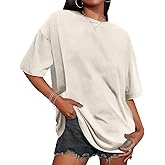 Oversized Tshirts for Women Short Sleeve Crew Neck Vintage Washed Basic Loose Casual Tees
