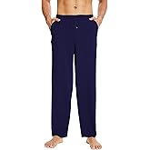WiWi Men's Soft Knit Pajama Pants Lightweight Sleep Lounge Bottoms with Pockets Open Fly Sleepwear Sweatpants S-XXL