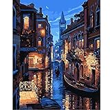 Paint by Numbers for Adults Kids Oil Paint by Number Kits Canvas Painting Numbers with Brushes and Acrylic Pigment (Venice, 16x20)