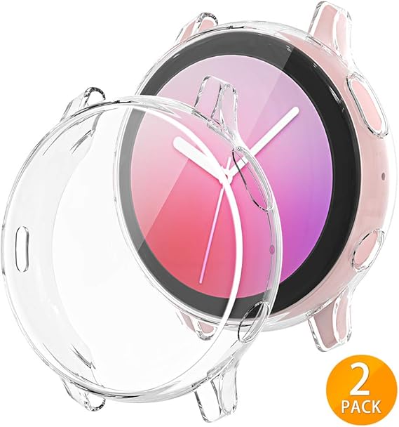 Amazon Com Tensea Compatible With Galaxy Watch Active 2 Case 40mm 2 Packs Soft Tpu Bumper Full Around Screen Protector Cover For Samsung Galaxy Watch Active2 40mm Clear 40mm