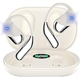 Open Ear Clip Wireless Earbuds Bone Conduction Headphones, Bluetooth 5.4, Open Ear Design, Built-in Mic, IPX7 Waterproof, LED Display Charging Case,Ear Hooks Ear Buds for Fitness/Travel/Gym/Running
