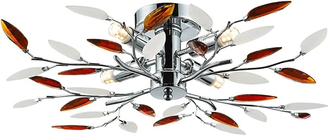 Haysom Interiors Moderne Deckenleuchte, 4-flammig, bernsteinfarbene und