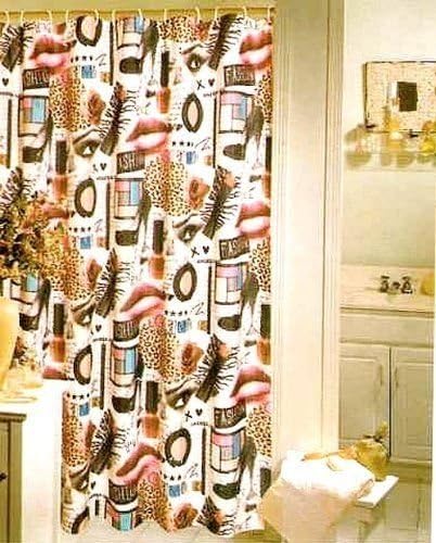 Amazon Com Diva Leopard Fashionista Makeup Fabric Shower Curtain