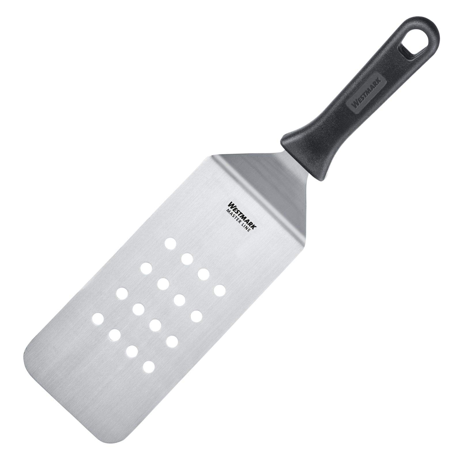 Westmark Professional Grill Spatula, angled, flexible, perforated, blade size: 9.5 x 20 cm, length: 36.5 cm, stainless steel/plastic, Master Line, black/silver, 13412270