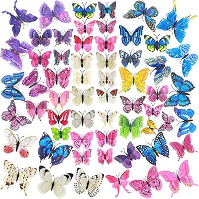60 Pcs Colorful 3d Butterfly Wall Art Luminous Butterfly Wall