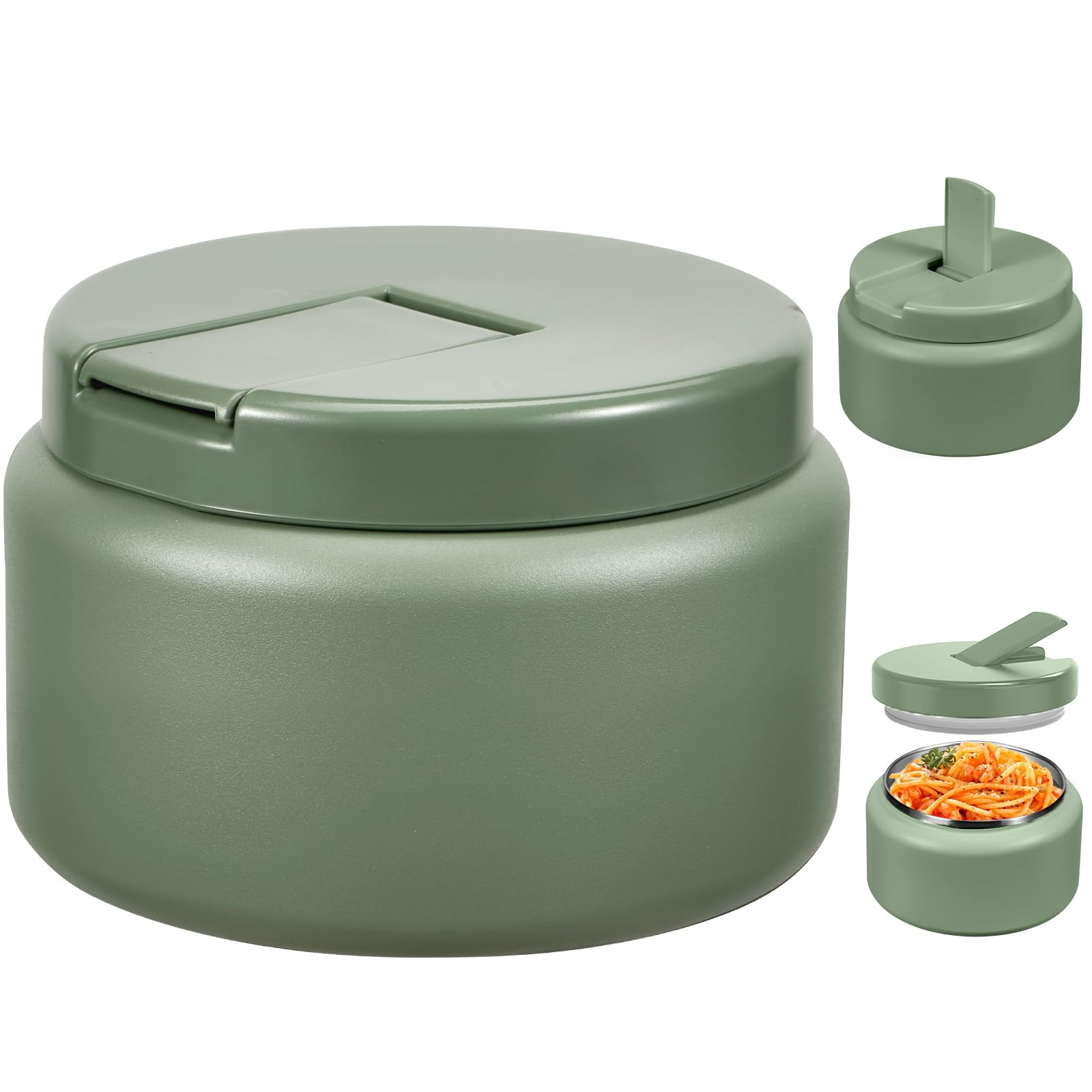 Photo 1 of Reeple 13.5oz Kids Thermos for Hot Food, Insulated Vacuum Food Jar with Buckle Lid, Stainless Steel Wide Mouth Leak Proof Insulated Lunch Container for School Picnic Travel, Green