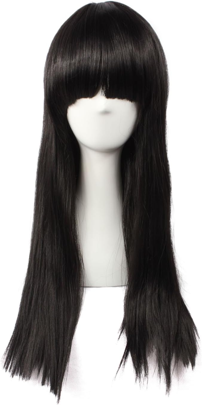 AWEN Anime Cosplay Wig Lolita Party Costume Long Straight Hair 60cm (Black)