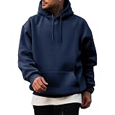 JMIERR Mens Fleece Lined Oversized Hoodie Pullover Sweatshirts | Fall Winter Cozy fleece-lined pullover, adjustable drawstring hood, kangaroo pocket, regular fit, machine wash