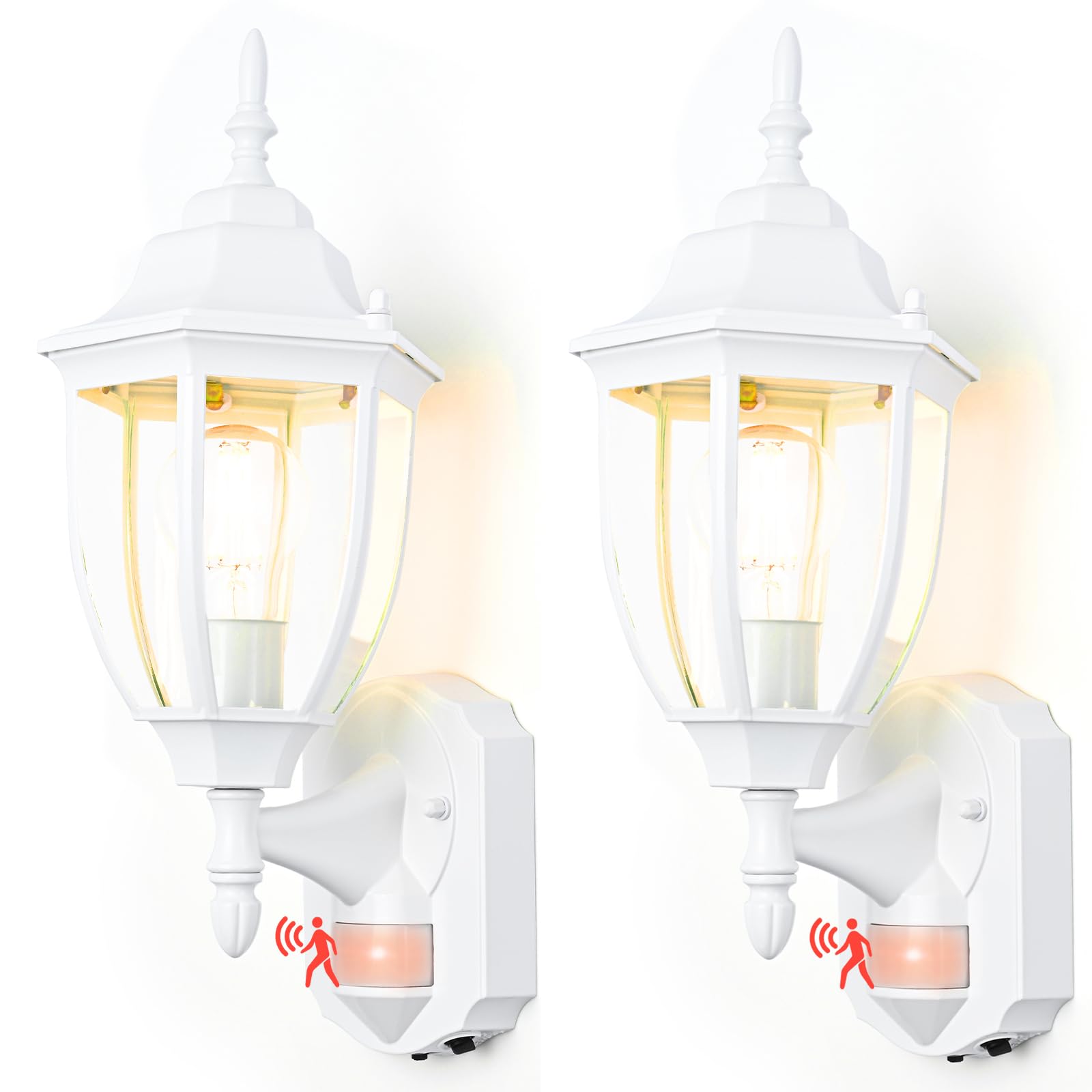 Photo 1 of odorpower Porch Lights Outdoor Motion Sensor Wall Sconce Anti-Rust Aluminum, Exterior Outdoor Wall Lights Dusk to Dawn Porch Light Fixture Wall Mount for House Outside Patio 2Pack White