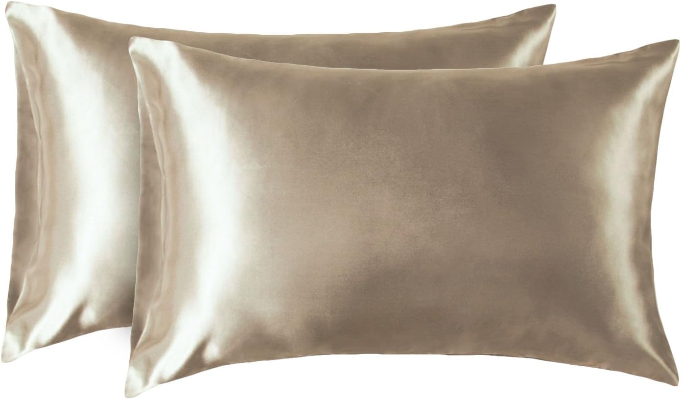 Bedsure Pillowcase Set Satin Pillowcases for Hair and Skin, Pack of 2 Pillow Cover Standard Size