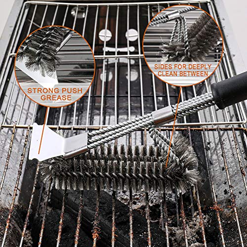 image for Feeke Grill Brush and Scraper, CPANION 3-in-1 BBQ Brush for Grill 18 I