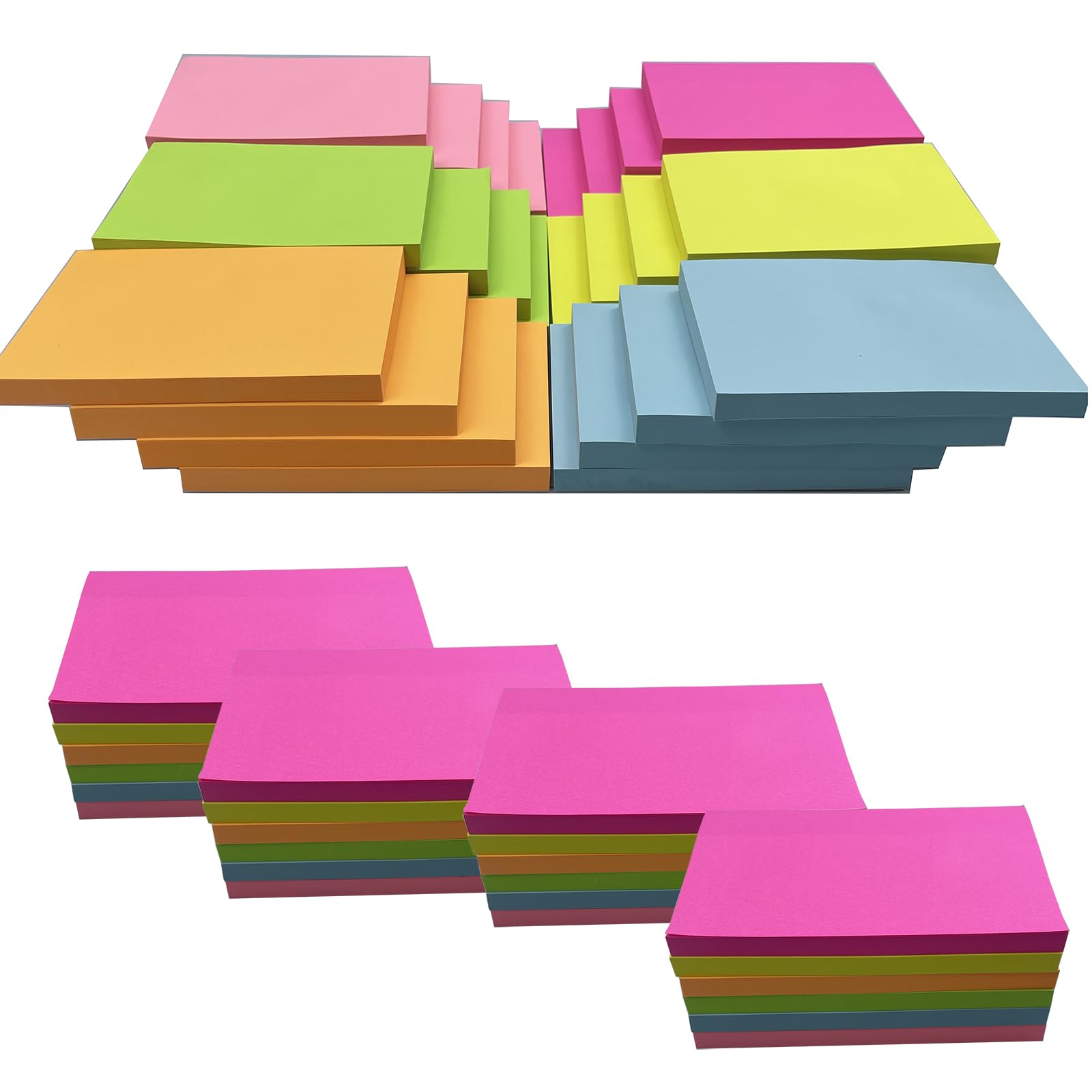 KIFZM Large Sticky Notes, 76 x 127 mm 6 Brilliant Colors Assorted Self-Stick Pads for Notebook,Office,School and Home,80 Sheets/Pad — image 1