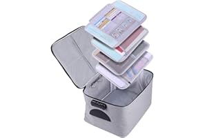KEJIH Extra Large Document Organizer,Safe File Storage Box with Lock, Portable Paper Organizer with Detachable separators,Home Office Travel Bag for A4 Folder Certificate Card Passport File Bill(Gray)
