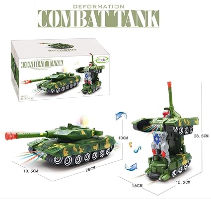 Toysale Deformation Combat Tank Transformer Robot Toy with Light, Music and Bump Function (Tank Robot)