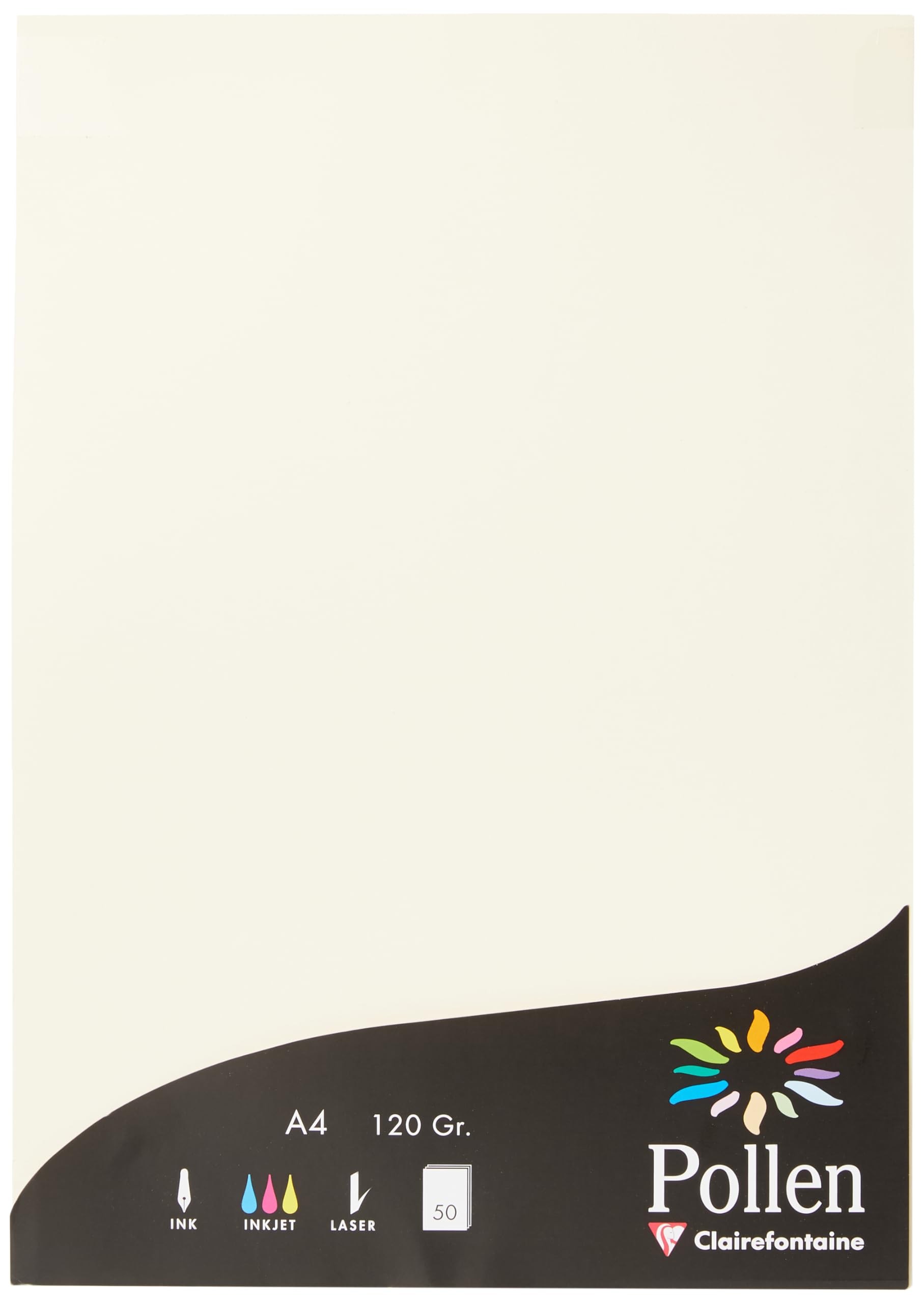Clairefontaine 4204C Wallet of 50 Sheets Format A4 (21x29,7cm) 120gsm Cream colour Invitation paper Events Correspondence Pollen range Smooth Premium Paper