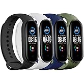 LeongLzt(4/5/8 PACK Xiaomi Mi 5/6/7 Strap/Amazfit Band 5/6 Replacement Bands for Mi Band 5/6/7 SmartWatch Bands &amp; Amazfit Band 5/6, Skin-Friendly Soft &amp; Flexible Silicone Straps for Male and Female