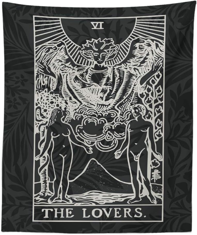 INTHouse Tarot Tapestry Wall Tapestry Wall Hanging Psychedelic Tapestry Celestial Tapestry Medieval Tarot Decor Wall Tapestry for Bedroom Living Room College Dorm Room (The Lovers, 51"x59")