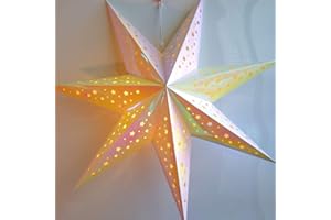 WILLBRITE Iridescent Paper Star Lantern Decoration (Magic 7-Point Lighted Star) - Perfect for Weddings, Christmas Holiday, Birthday Party Celebration & Home Decor