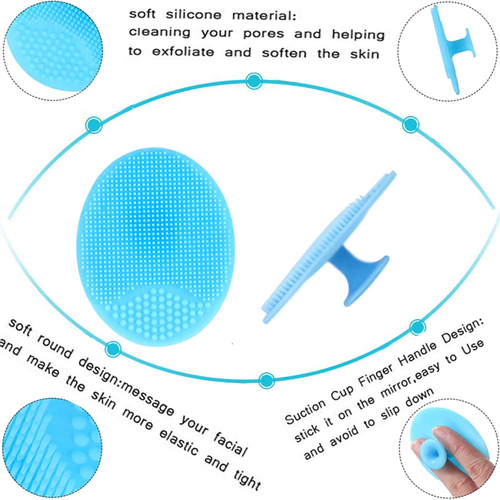 3 Pcs Silicone Facial Cleansing Brush,Handheld Face Scrubber for Women,Exfoliator and Blackhead Removing for Sensitive Skin: Beauty