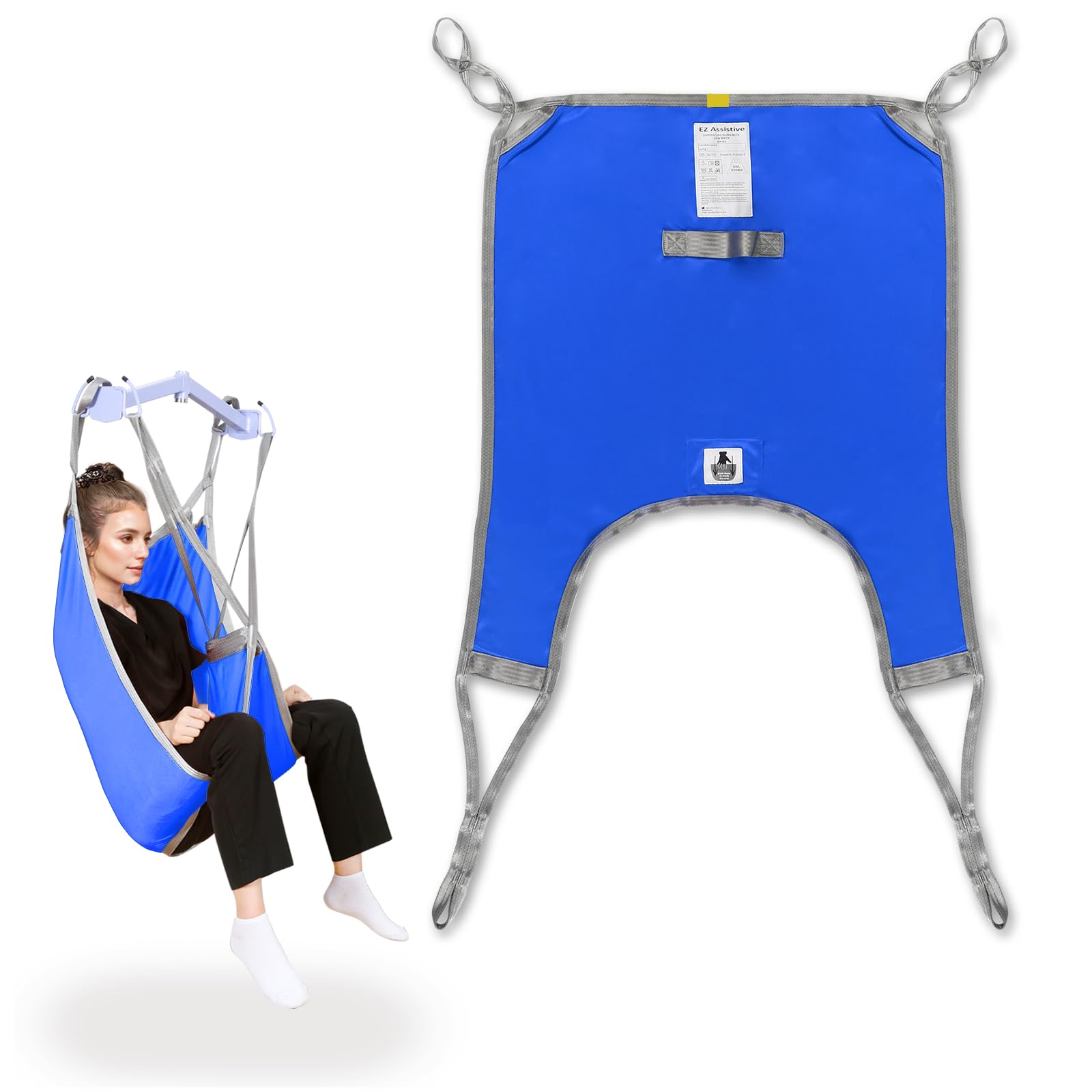 Photo 1 of ?EZ Assistive Divided Leg Patient Lift Sling for Toileting & Commode – Wide Hygiene Access, Heavy Duty 500 lb Capacity, Fits Most Lifts