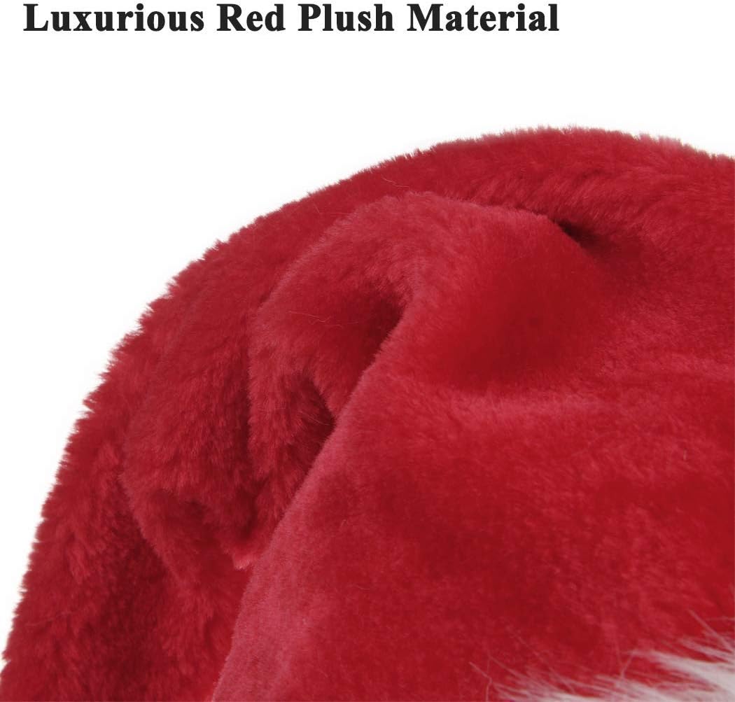 Unisex-Adult's Santa Hat Xmas, Velvet Christmas Hat with Plush Trim, Red, 12.4*17.7inch - Image 4