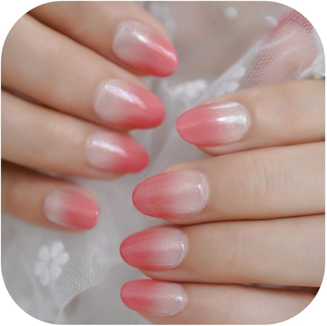 Faux ongles artificiels Coral Red Cat Eye Press On Nails Full Wrap