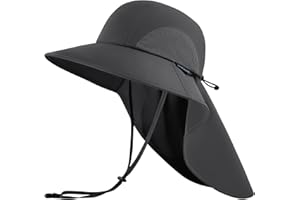UVSAI UPF 50+ Foldable Sun Hats Wide Brim with Large Neck Flap for Men Women UV Protection Gardening Fishing Beach Hat