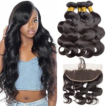 Vipbeauty Brazilian Body Wave Closure Frontal With 4 Bundles Of