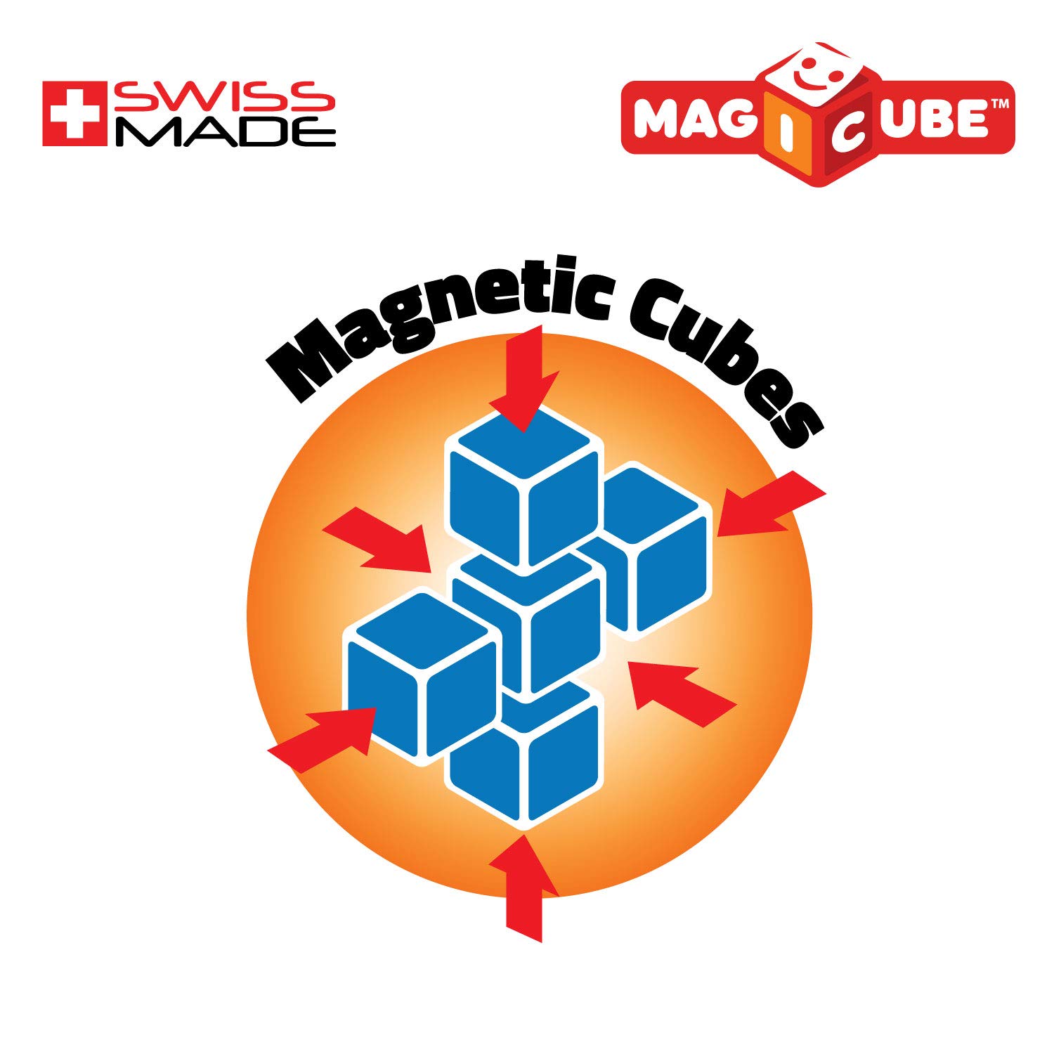 Geomag MagiCube Fruit 4-Piece Magnetic Cubes Building Set, Toddlers & Kids Ages 1.5+, STEM-Endorsed Educational Toy, Swiss-Made, Creativity & Early Learning Fun, 6 Adorable Building Ideas