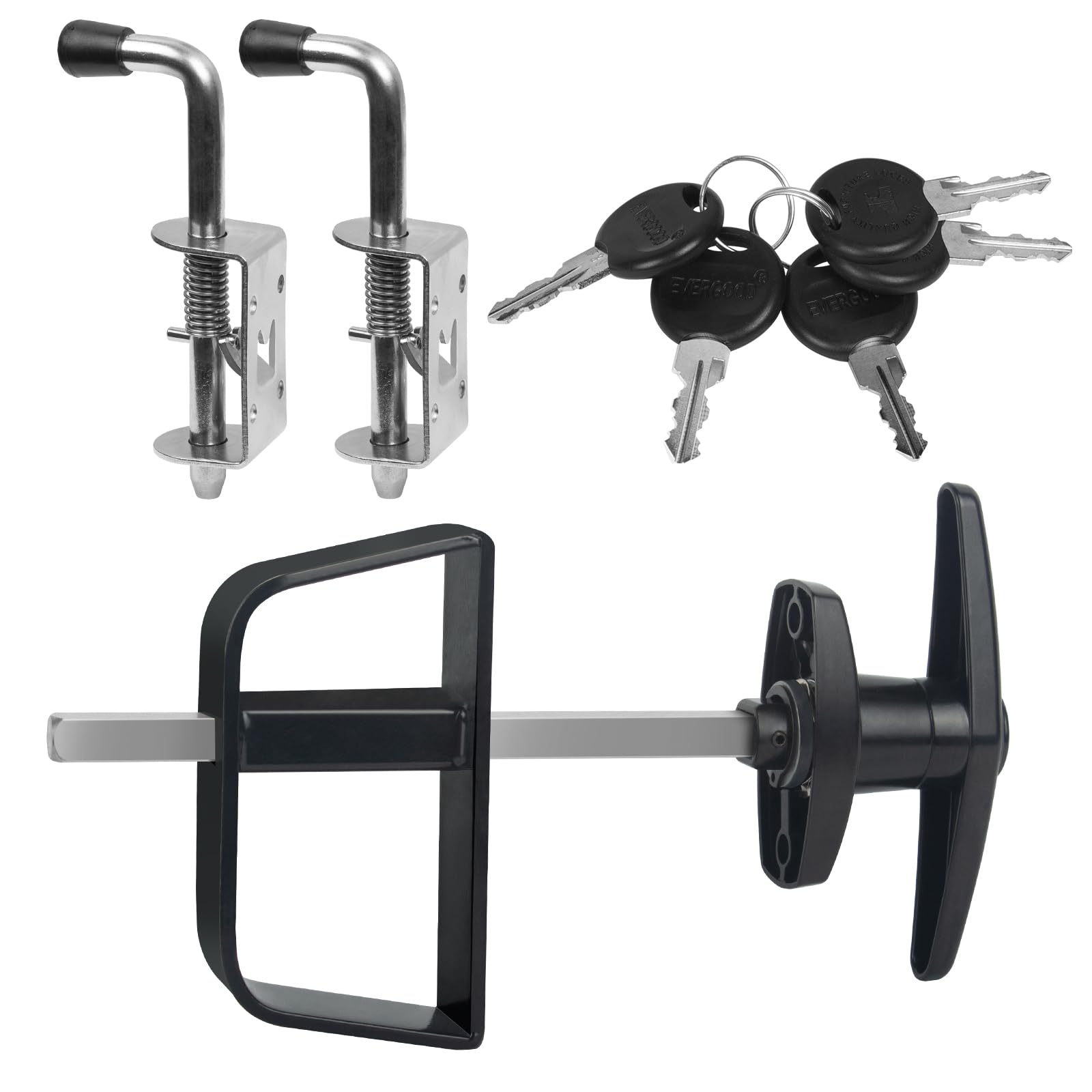 Hurrikom Shed Door Latch Kit with 51/2" Stem THandle Lock, 5 Keys and