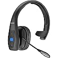 CONAMBO JBT100 Trucker Bluetooth Headset with Dual Mic Noise Canceling, CVC8.0, Mute Button, 60Hrs Battery Wireless Headset, On Ear Headphone for Cell Phones Business Home Driver Office Work