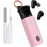 POZCIS for Skullcandy Dime Evo Case Cover, Soft Silicone Protective Earbuds Case, Only Compatible with Skullcandy Dime Evo with Cleaner Kit Accessories Set(Pink)