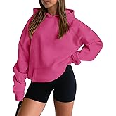 onlypuff Women Pullover Sweatshirt Long Sleeve Hoodies Kangaroo Pocket Fleece Basic Sweater