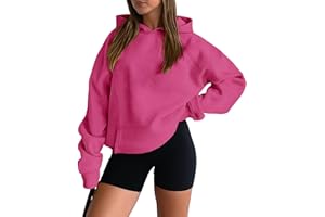 onlypuff Women Pullover Sweatshirt Long Sleeve Hoodies Kangaroo Pocket Fleece Basic Sweater