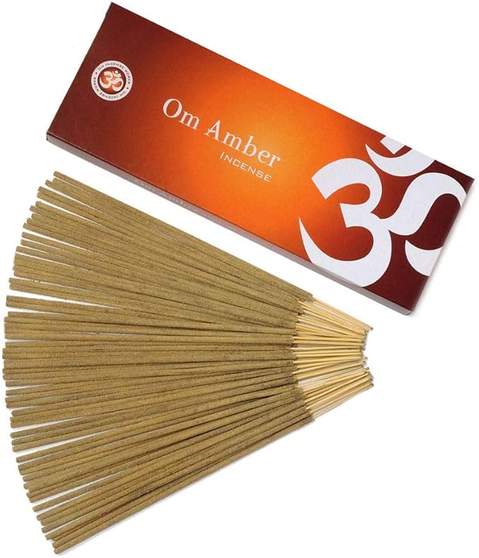 Om Amber Masala Incense Sticks 100g Wisdom Love Peace Happiness