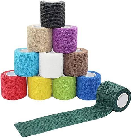 Amazon | Comomed 12 ロール自己粘着包帯肌色 5cm x 4.5 m 弾性包帯、不織布、スポーツテープ、獣医包装、包帯包帯 ...