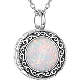 POPLYKE Opal Urn Necklace for Ashes for Women 925 Sterling Silver Celtic Cremation Jewelry Opal Ashes Necklace