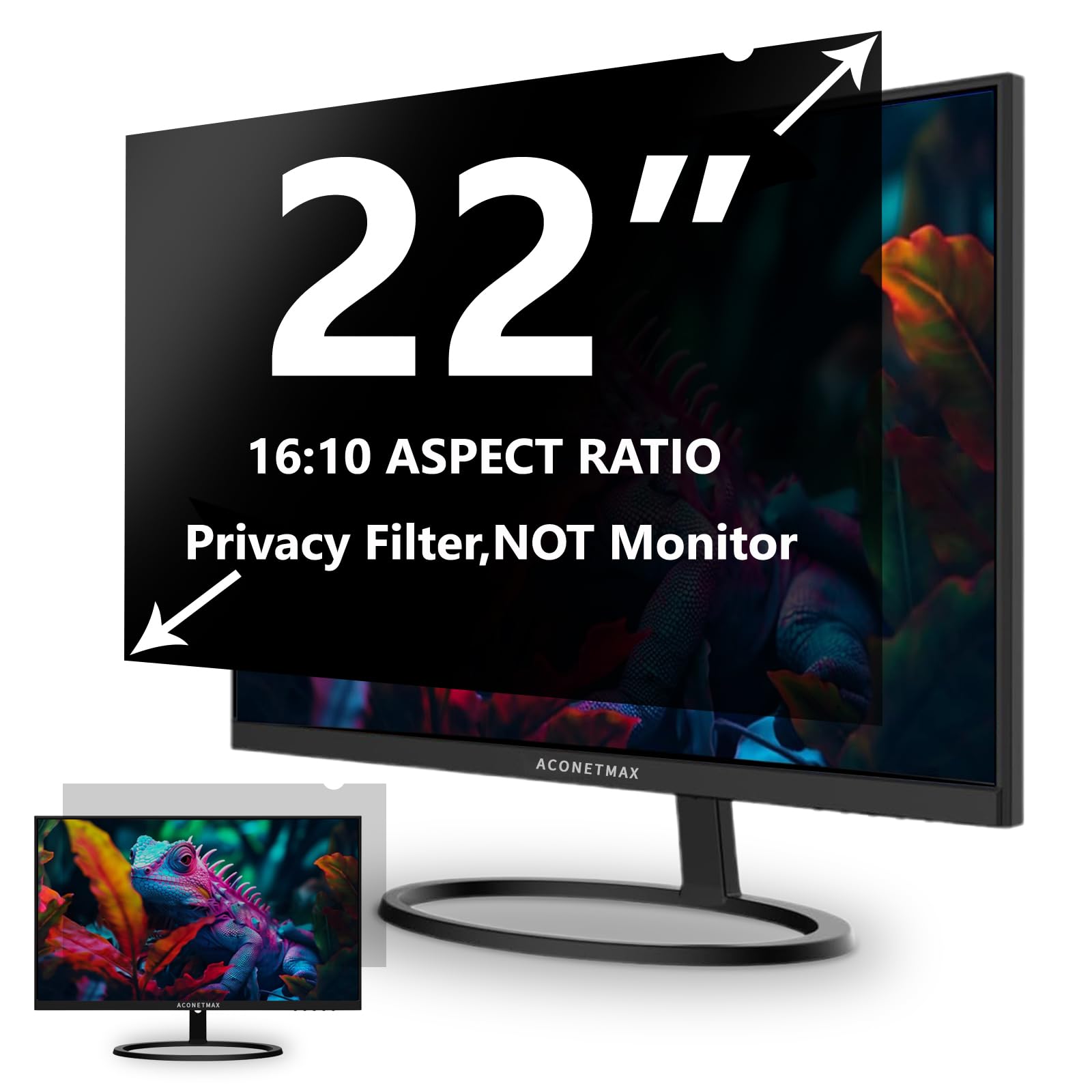 Photo 1 of ACONETMAX 22 Inches Privacy Screen Filter for Computer 16:10 Widescreen Monitor | Privacy Shield | Anti Glare & Blue Light Filter | UV & Eye Protection | Anti-Scratch Protector