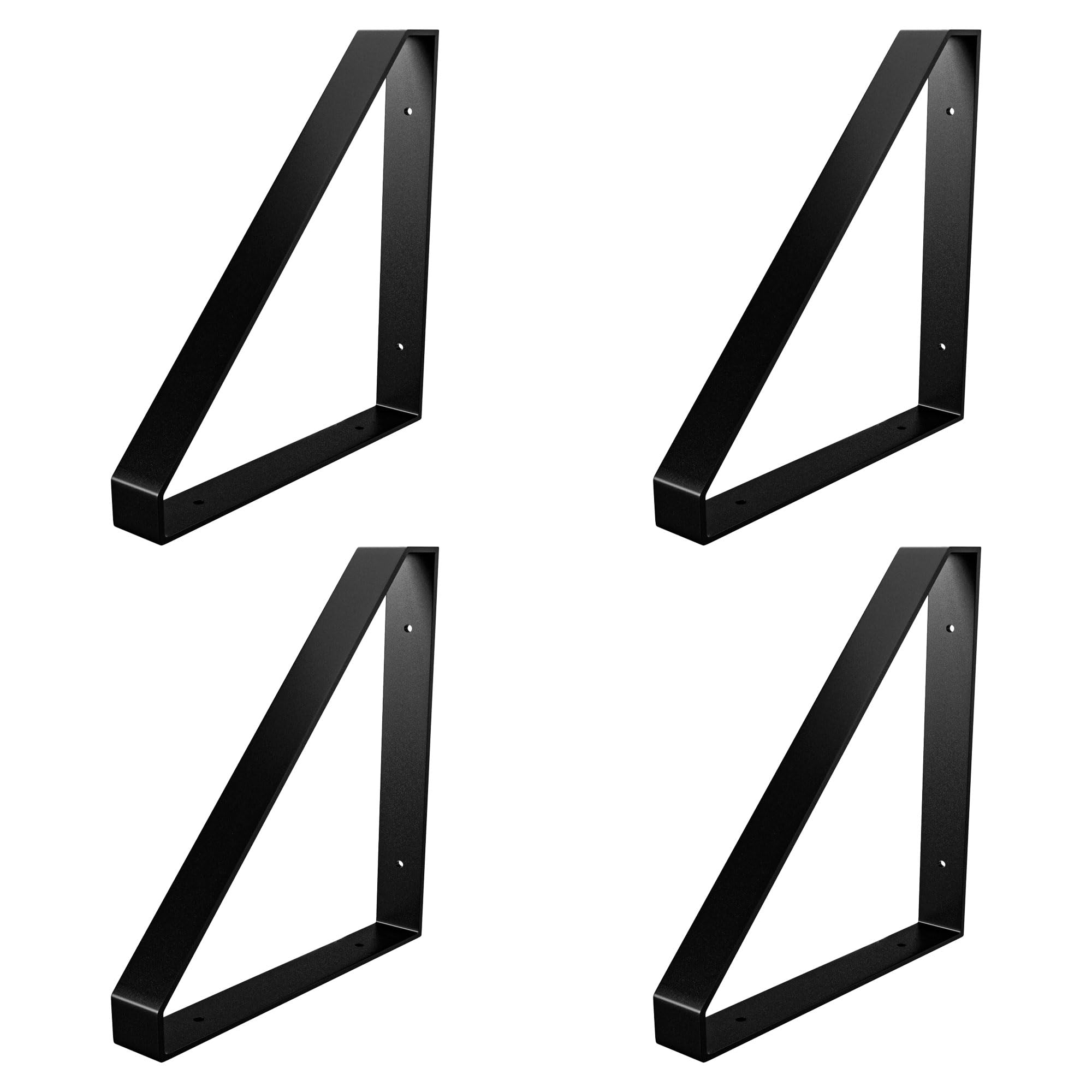 Amig - Pack of 4 Triangular Brackets for Industrial Shelving | 211 x 261 x 30mm | Steel | Black | Set of 4 Brackets for Shelves — image 1