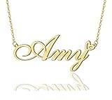AOLO Amy Heart Name Necklace 18k Gold Plated