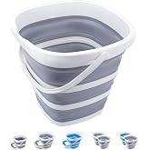 Craftend Collapsible Bucket 10L 2.6 Gallon Cleaning Bucket Mop Bucket Folding Foldable Portable Small Plastic Water Supplies for Outdoor Garden Camping Fishing Car Wash Space Saving Grey Square