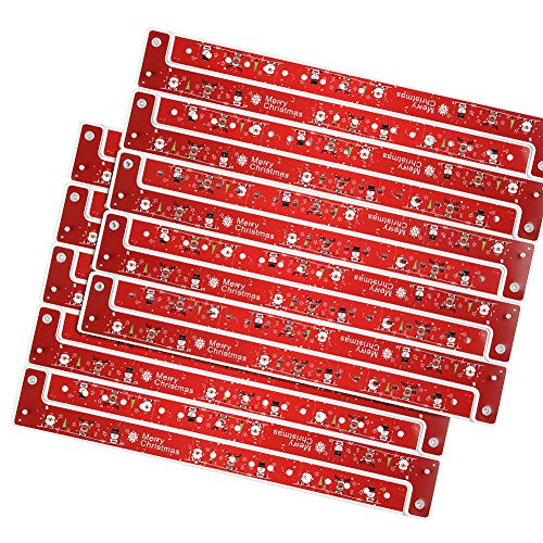 Ouchan Merry Christmas Plastic Wristbands Red - 100 Pack Wristbands for Events Christmas Party Decoration Merry Xmas Patterns - Thumbnail 3