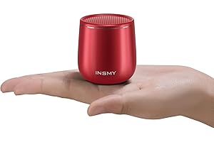 INSMY Small Bluetooth Speaker, Waterproof Mini Portable Wireless Speaker, Punchy Bass Rich Audio Stereo Pairing, Handheld Pocket Size, Built in Mic for Hiking Biking Gift Laptop Tablet (Red)