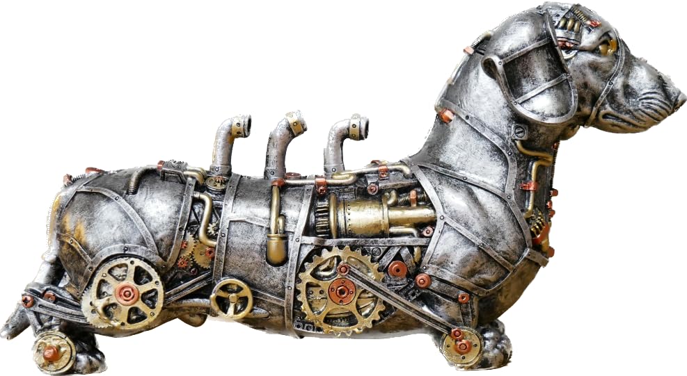 Mechanical Cog Steampunk Themed Dachshund Sausage Dog Ornament Sculpture, Silver, One Size (6582-2)