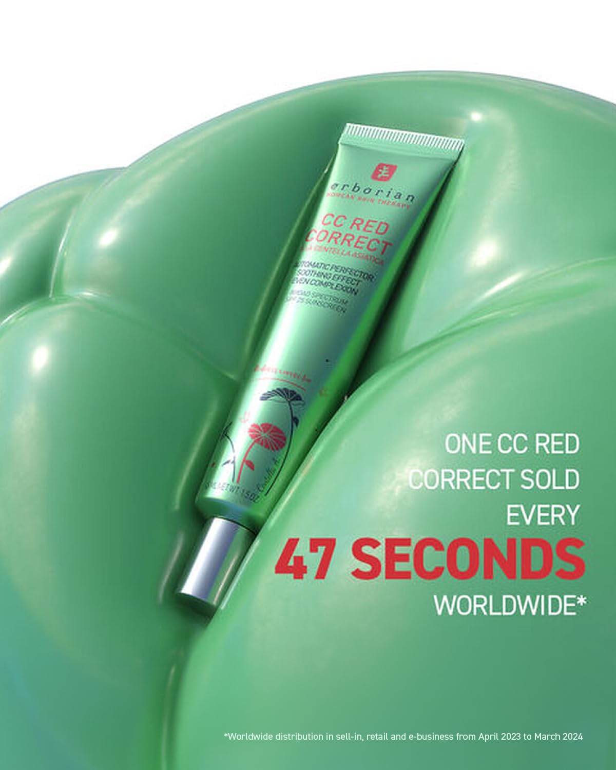 Erborian CC Red Color Correcting SPF 25 Green Pigment Cream, Neutralizes Redness, Calms Skin, Lightweight, Tone‑Perfecting Primer, Korean Skincare