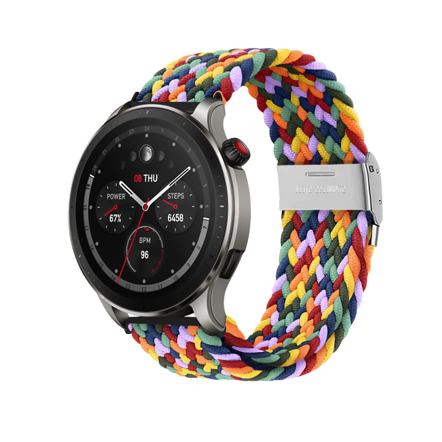 Niboow 22mm Strap for Amazfit T-Rex 3 Pro 48mm/Balance 2/Balance/Bip 6/Bip 5/Cheetah Pro, Sports Elastic Nylon Watch Band for Amazfit GTR 4/GTR 3 Pro/GTR 3/GTR 2e/Stratos 3/Stratos 2 - Iridescent — image 1