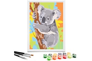 Nariolar Paint by Numbers for Kids Ages 4-8 with 7X9.5 inch Pre-Printed Cardboard,12 Acrylic Paint Pots and 3 Painting Brushes, Craft Gift Room Decor for Children,(Koala in The Tree)