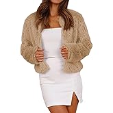 Fisoew Womens Faux Fur Coat Long Sleeve Cropped Fleece Open Front Short Jacket Outerwear